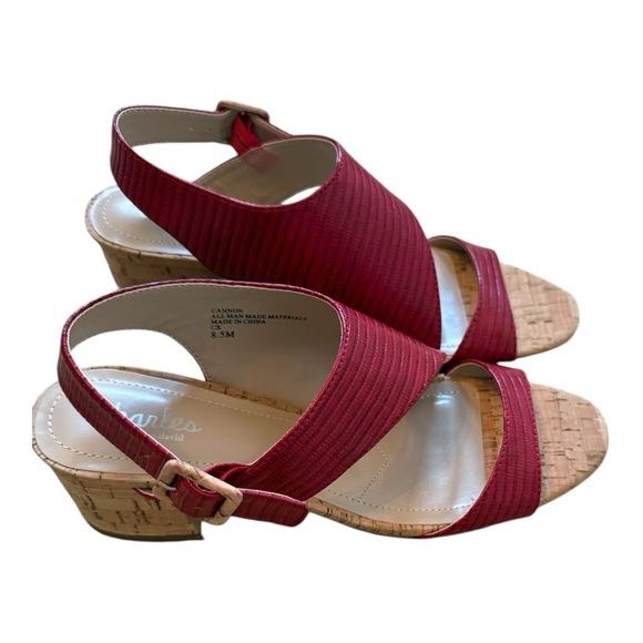 Charles by Charles David Cannon Red Textured Cork Block Heel Sandal Size8.5 NWOB - Picture 6 of 7